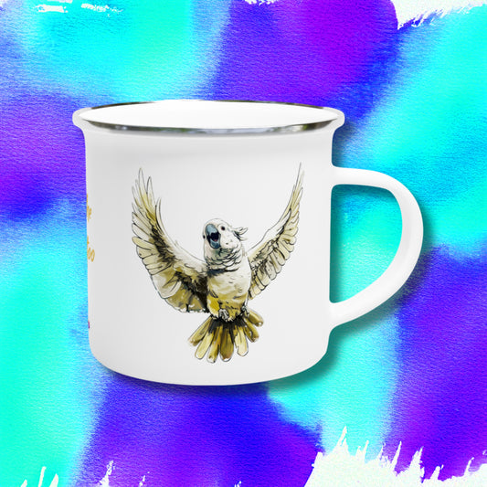 Caz the Cockatoo enamel mug