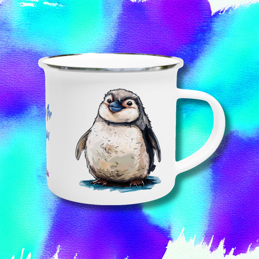 Pamela the Penguin enamel mug