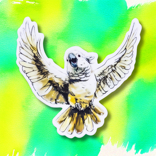 Caz the Cockatoo die-cut vinyl sticker