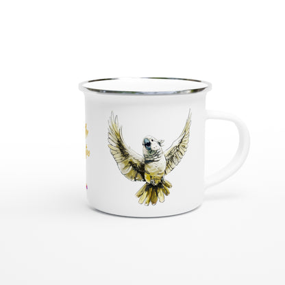 Caz the Cockatoo enamel mug